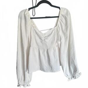 Francesca’s size M Bohemian White Blouse with Puff Sleeves